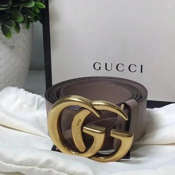 Gucci Accessories - Gucci SZ 36 Nude Marmont GG Buckle Belt